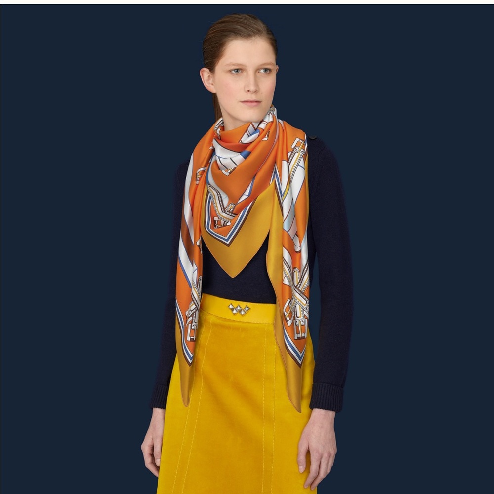 Hermes Les Sangles Finesse scarf 140. NWT. - Picture 2 of 2